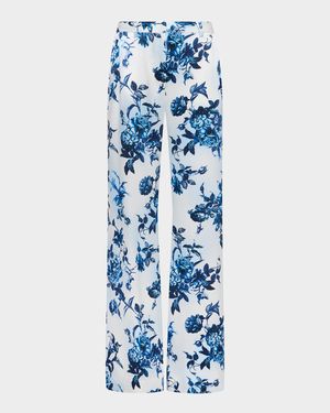 Painterly Floral Pilar Wide-Leg Pants