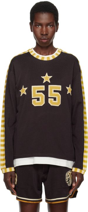 Bode Brown Medalist Appliqué Long Sleeve T-shirt