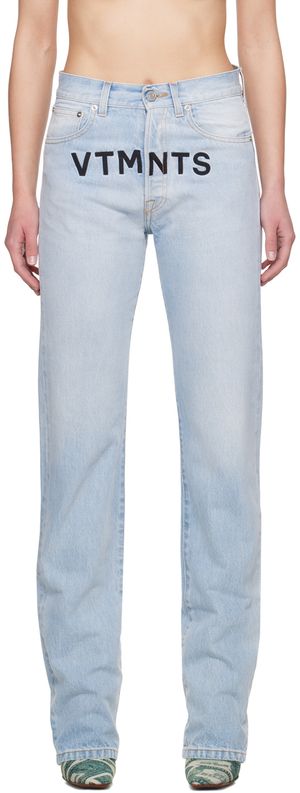 VTMNTS Blue Embroidered Jeans