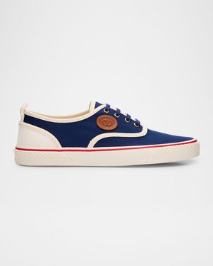 Men's Nojoke Canvas Leather VLogo Low-Top Sneakers