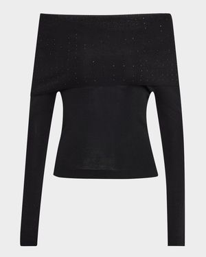 Aura Embellished Off-The-Shoulder Sweater