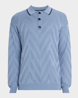 Men's Zigzag Knit Polo Sweater