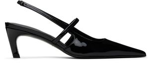 TOTEME Chaussures à petit talon noires en cuir verni à bride arrière et à bout pointu