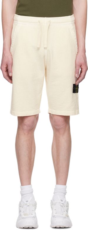 Stone Island Off-White Malfilé Fleece 'Old' Effect Shorts
