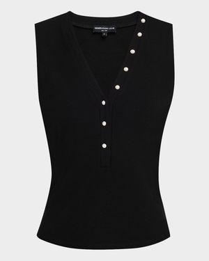 Zoelle Ribbed Button Tank Top