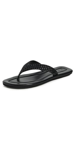St. Agni Lattice Weave Thong Flip Flops Black 37