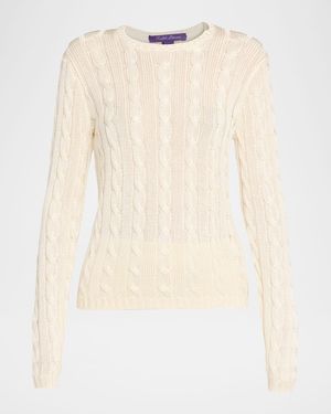 Cable Silk Knit Fitted Sweater
