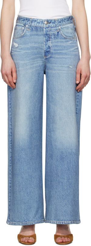 rag & bone Jean écourté Sofie bleu en jersey bouclette Miramar