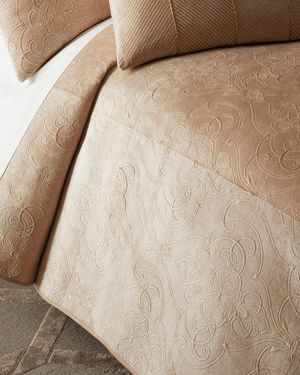 Davim Scroll Velvet Coverlet, Queen