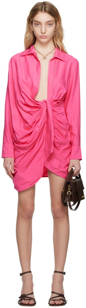 JACQUEMUS Robe courte Bahia rose - Le raphia