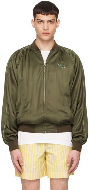 Maison Kitsuné Khaki Teddy Bomber Jacket