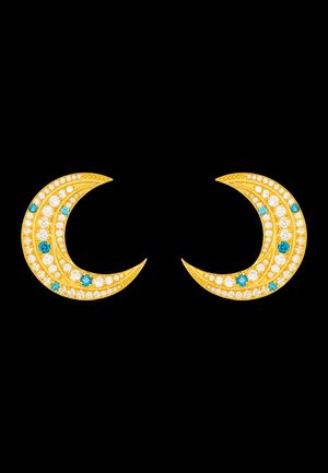 Lavani Jewels - Boucles d'oreilles de la lune - Taille Unique - Doré