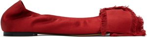 Lanvin Red Satin Bow Ballerina Flats