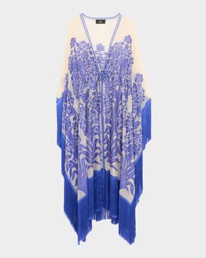 Silk and Cotton Blend Jacquard Kaftan