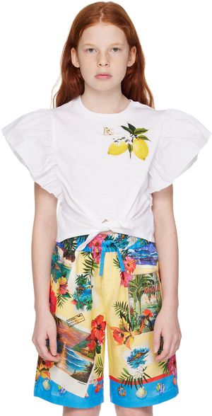 Dolce&Gabbana Kids White Ruffled T-Shirt