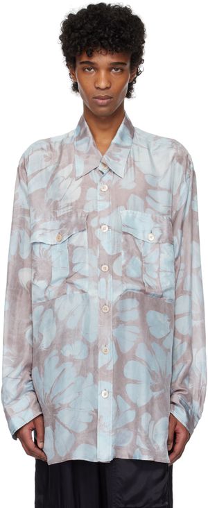 Dries Van Noten Pink & Blue Silk Shirt