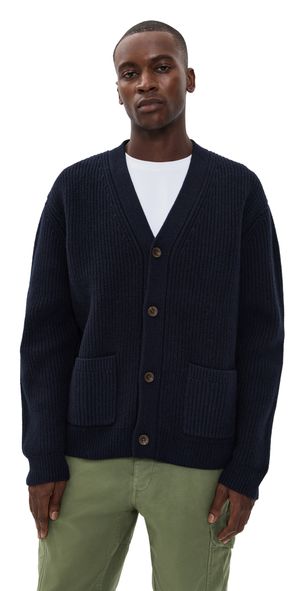 Wax London Walker Rib Stitch Cardigan Navy L