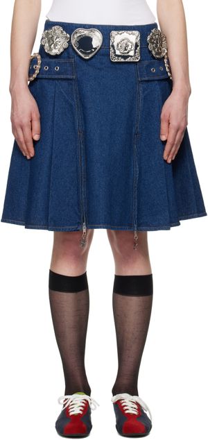 Chopova Lowena Navy Biggity Denim Miniskirt