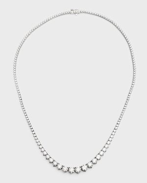 18K White Gold Graduated GH-VS1 Diamond Tennis Necklace, 17"L, 12.2tcw