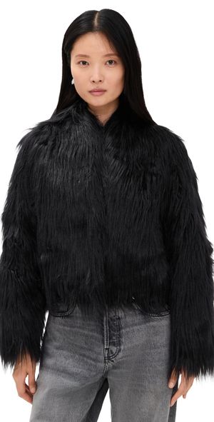 Simonett Faux Hair Jacket Black One Size