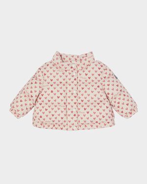 Girl's Bashira Heart-Print Down Jacket, Size 6M-3