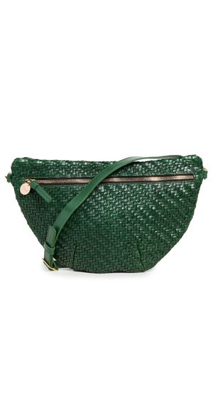 Clare V. Grande Fanny Belt Bag Evergreen Woven Zig Zag One Size