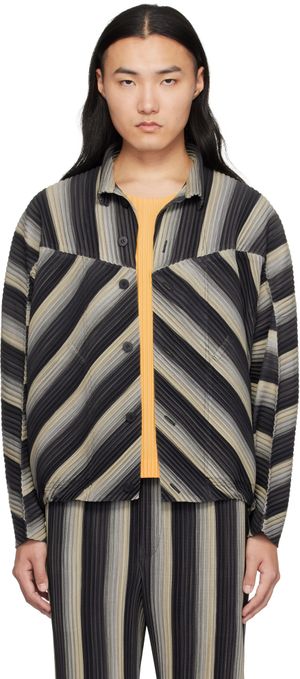 Homme Plissé Issey Miyake Blouson 2 noir à rayures édition Ronan Bouroullec