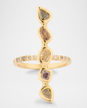 18K Yellow Gold Stepping Stone Diamond Ring