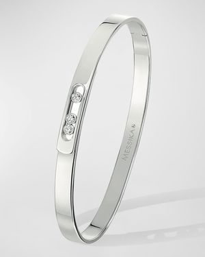 MOVE NOA 18K WHITE GOLD 3-DIAMOND BANGLE