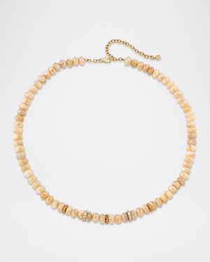 14K Multi Charm Mystic Sand Moonstone Beaded Necklace