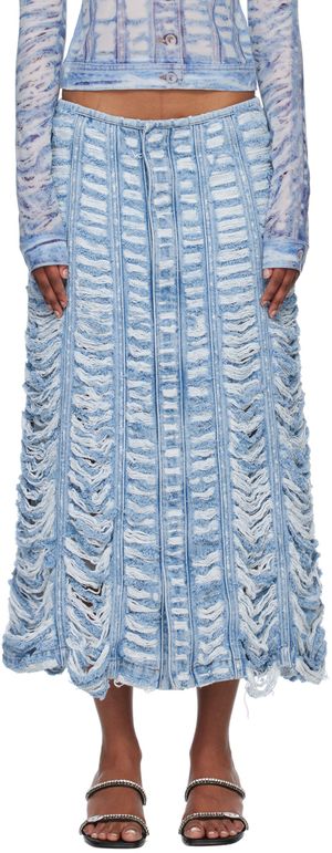 Diesel Blue De-Ghil-Fsc Denim Midi Skirt