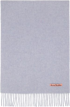 Acne Studios Blue Fringe Wool Narrow Scarf
