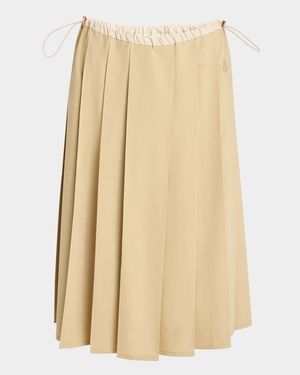 Pleated Drawstring Midi Skirt