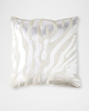 Metallic Hair Hide Zebra Pillow, 19"Sq.