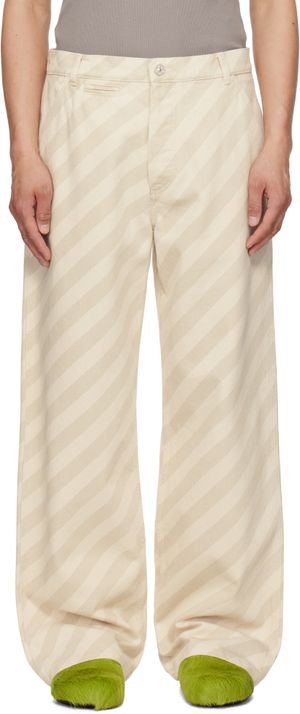 Marni Beige Striped High Waist Jeans