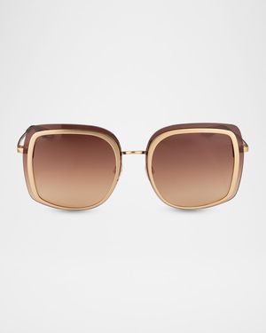 Halima 65mm Square Titanium Sunglasses