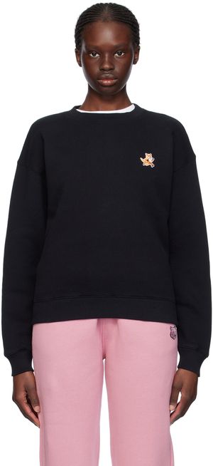 Maison Kitsuné Pull molletonné noir à logo de renard