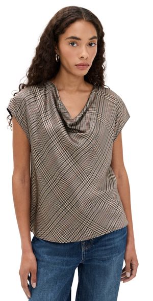 Vince Pressed Plaid Blouse Multi Plaid L