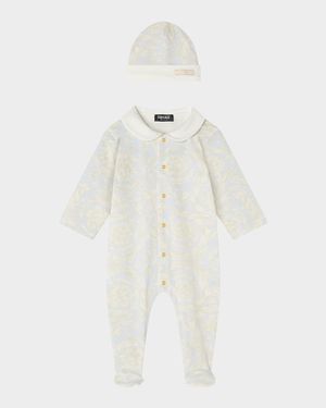 Kid's Barocco Jumpsuit and Beanie Set, Size 3M-9M
