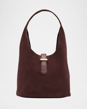 Khai Buckle Suede Hobo Bag