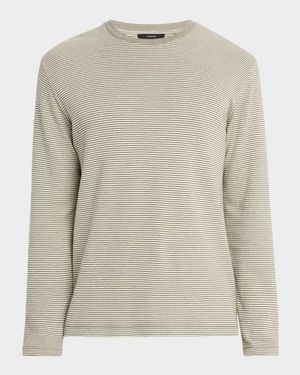 Men's Striped Double-Knit Pima Cotton Long-Sleeve T-Shirt