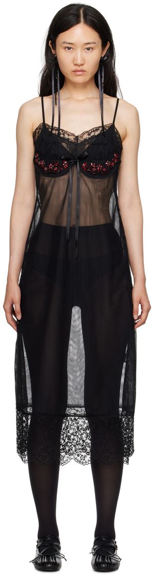 Simone Rocha Black Bow Midi Dress
