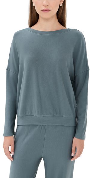 Eberjey Softest Sweats Pullover Stone Blue M