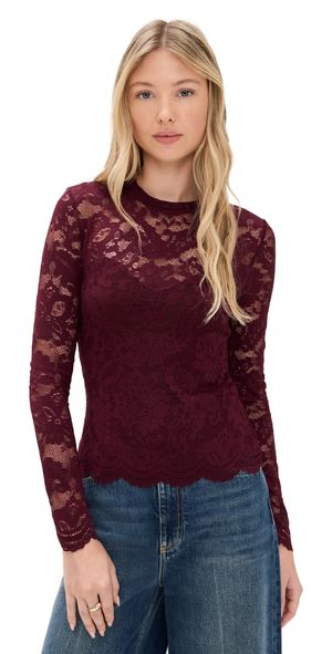 Generation Love Clayton Lace Top Cabernet XS