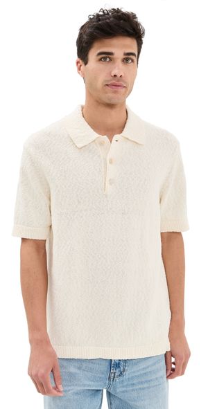 NN07 Randy Boucle Knit Polo Ecru M