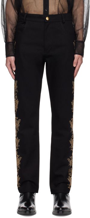 Ernest W. Baker Black Rose Studded Jeans