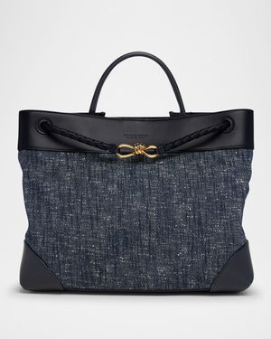 Large Andiamo Denim Boucle Crossbody Bag