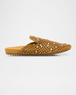 Braidy Crystal-Embellished Suede Clogs
