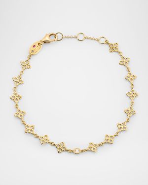 18K Yellow Gold Principessa Diamond Flower Link Bracelet
