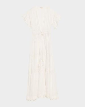 Janis Eyelet Embroidered Maxi Kaftan Coverup